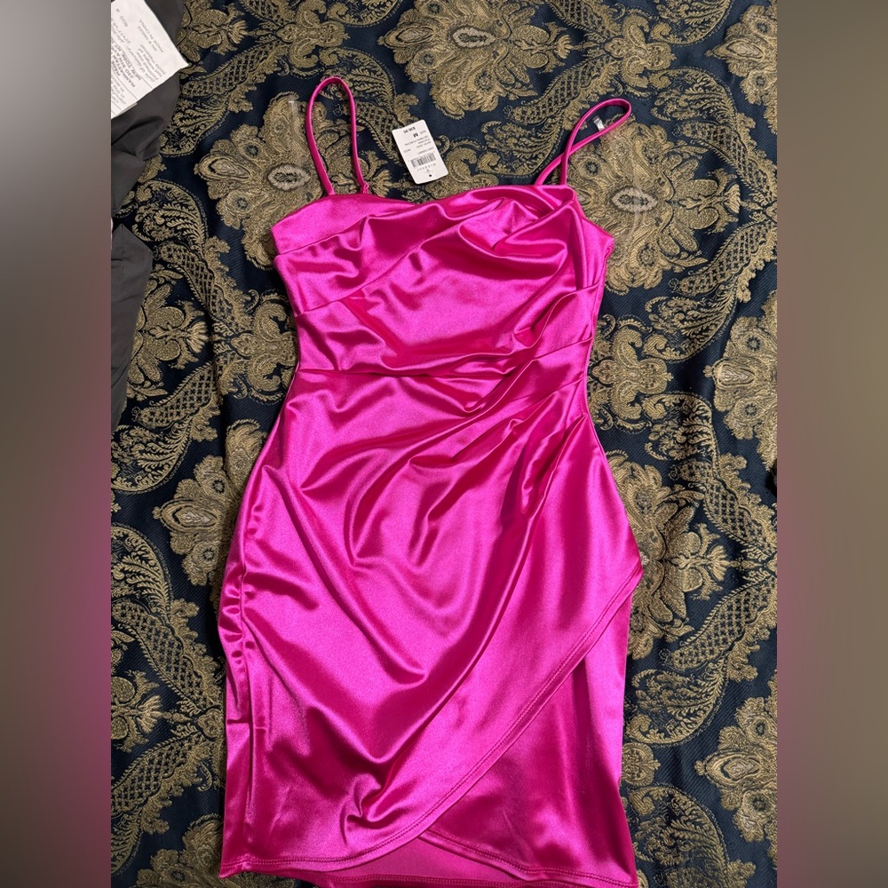 Windsor Pink Ruched Asymmetrical Bodycon Dress